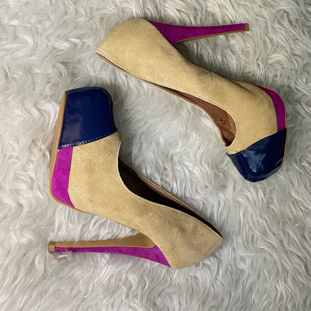 NWOT Aldo Colorblock Suede Platform Heels